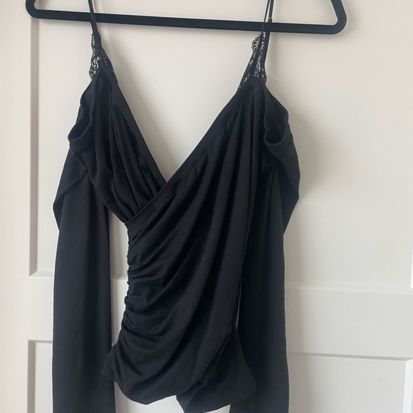 Cami NYC SONATA too, black cotton, cold-shoulder, with lace, size Small - Picture 5 of 6